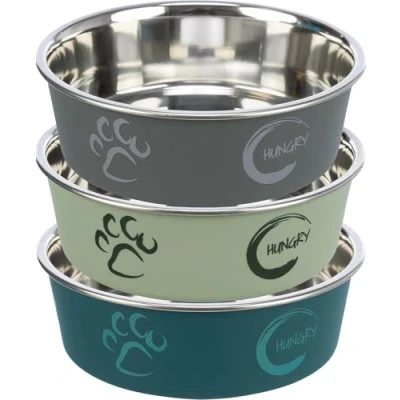 Image of Trixie Stainless Steel Bowl with Plastic Coating, 23 cm Dia, Color May Vary