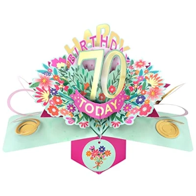 Image of Happy 70th Birthday 70 Today Pop Up Greeting Card Love Kate&#039;s Cards Her POP215MC70
