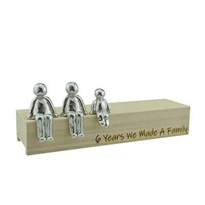 Image of Pirantin 6th Anniversary Idea 6 Years We Made A Family Metal Ornament Choose Your Combination Box &amp; Woodgrain May Vary(1 child)