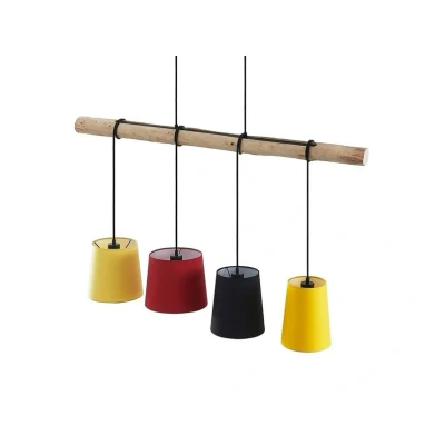 Image of Lindby pendant light Hinai, black/red/yellow, textile, 116cm