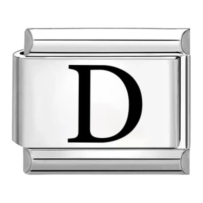 Image of Quiges 9mm Laser Etched Italian Style Charm Link Module Stainless Steel Alphabet Letter D for Bracelets