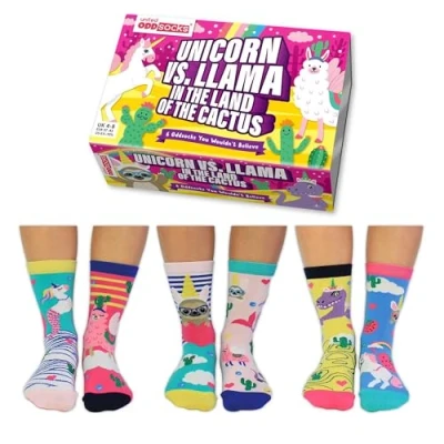 Image of United Oddsocks Unicorn vs Llama in The Land of Cactus Box 6 UK 4 8 EUR 37 42 US 6.5 10.5