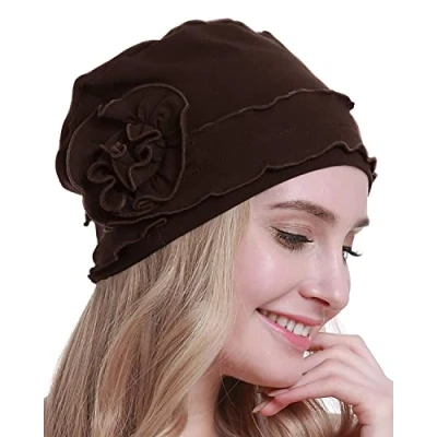 Image of osvyo Chemo Headwear Turban Cap for Women Cancer Beanie Hair Loss Sealed Packaging Coffee