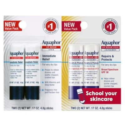 Image of Aquaphor Lip Repair, Moisturizing Balm Multipack (2 Repair sticks + 2 &amp; Protect SPF 30 sticks)