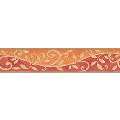 Image of A.S. Création Border Paper with Wonderful Flowers in Orange, Red and Beige on 5.00 m x 0.13 per roll