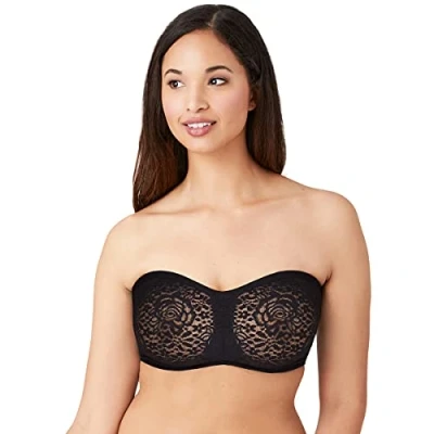 Image of Wacoal Women&#039;s Halo Lace Strapless Bra, Black (Grey), 40DD