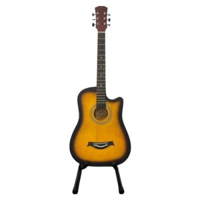 Image of 38 Inch Full Size Acoustic Guitar Classical Cutaway Design Hardwood Finish &amp; Steel Strings with Bag (Natural)