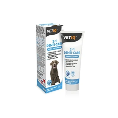 Image of VetIQ 2in1 Denti Care Edible Dog Toothpaste, 70g, Cleaning Products Reduce Tartar Build Up &amp; Give Your Fresh Breath, Puppy Toothpaste With No Artificial Ingredients, Breath 6 PACK
