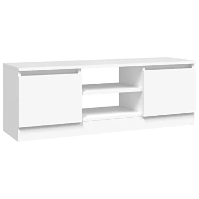 Image of vidaXL Engineered Wood TV Cabinet Versatile White Media Console with Compartments and Shelves