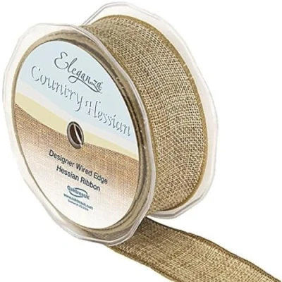 Image of Eleganza Wired Country Hessian 38mm x 10m Natural No.02, Beige