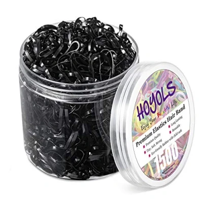 Image of Hoyols Black Rubber Band Hair Ties Elastic Accessories for Girls 1500 Pieces