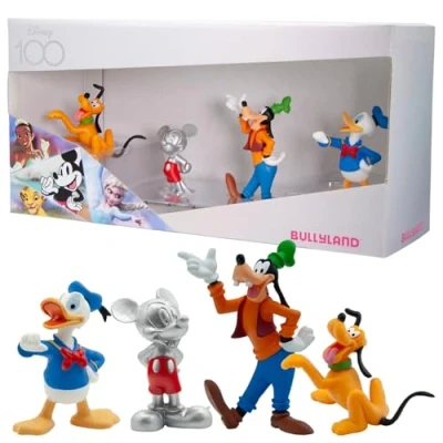 Image of Bullyland 15150 100 Years Disney Anniversary Set with Mickey Mouse, Pluto, Goofy, Donald Duck, Ideal as a Small Gift for Children from 3