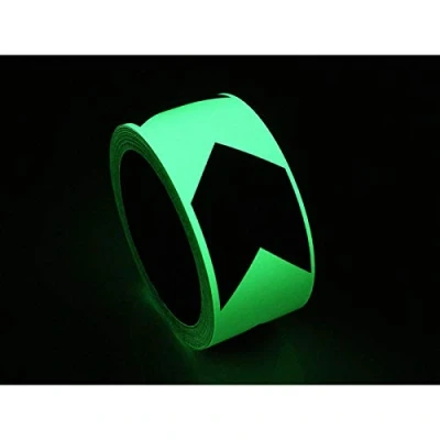Image of FindTape Glow in The Dark Directional Marking Tape (GLW DMT): 2 in. x 33 ft. (Luminescent Lime Black Arrow)