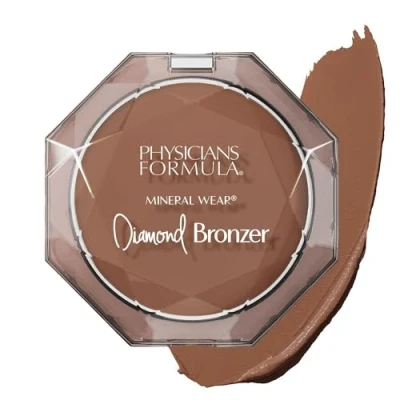 Image of Physicians Formula Mineral Wear Diamond Bronzer, Bronzing Powder with Vitamin E, Minimizes Appearance of Pores and Fine Lines, Serum Hybrid, Deep Bronze Gem