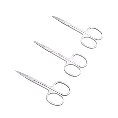 Image of 3pcs Small Eyebrow Scissors and Nose Hair Scissor, Beard Moustache Eyelash Nail Trimmer Facial Grooming for Man Woman