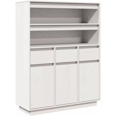 Image of vidaXL Highboard White 89x34x116.5 cm Solid Wood Pine
