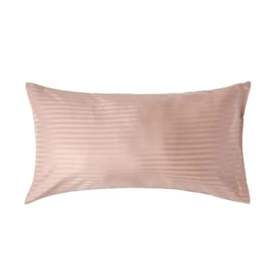 Image of HOMESCAPES Brown Taupe Pure Egyptian Cotton King Size Pillowcase 330 TC 500 Thread Count Percale Equivalent Satin Stripe Housewife Pillow Case
