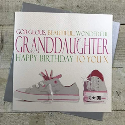 Image of white cotton cards Code XN92 Large Gorgeous, Beautiful, Wonderful Granddaughter Happy Birthday To You Handmade Card