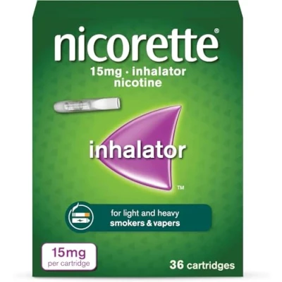 Image of Nicorette 15mg Inhalator (36 Cartridges), Discreet &amp; Convenient Nicotine Inhaler for Quitting Smoking, Smoking Cessation Aid with Replaceable Cartridges