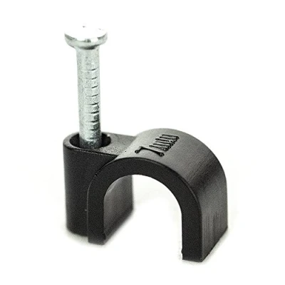Image of BG Electrical Round Cable Clips, Pack of 50, Black, 7 mm
