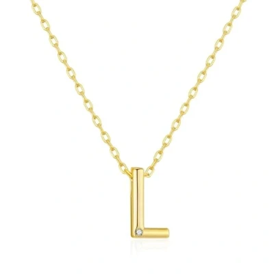 Image of Philip Jones Gold Plated Initial Necklaces A to Z Created with Zircondia® Crystals (L)