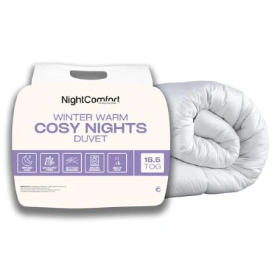 Image of Night Comfort Cosy Nights 16.5 Tog Anti Allergy Super King Duvet Breathable Premium Microfibre Cover with Heavyweight Hypoallergenic Hollowfibre Filling Bedding Quilt (260cmx220cm, White)