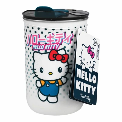 Image of Paladone Hello Kitty Travel Mug Officially Licensed Sanrio Coffee Cup with Lid, Insulated for Hot or Cold Drink, 350ml (11.8 fl oz)
