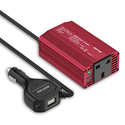 Image of BESTEK 300W Inverters 12V to 240V 230V PD18W Type C Power Converter Cigarette Lighter Plug Outlet with 4.8A Dual USB Port Charge Your Laptop, iPad, iPhone, Tablet, Consoles &amp; More