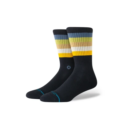 Image of Stance Maliboo Crew Socks Black Striped Cushioned Calf Large