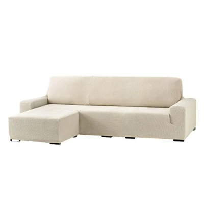 Image of Eysa Cora Bi Elastic Chaise Longue Short Arm Left, Polyester Cotton, Ecru, 39 x 35 19 cm