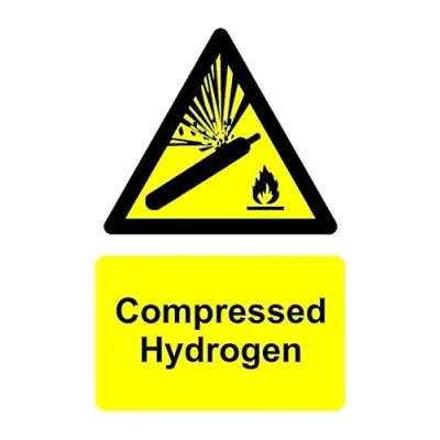 Image of Warning compressed hydrogen safety sign Self adhesive sticker (200mm x 150mm)