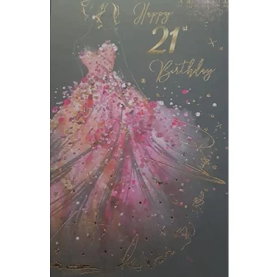 Image of Girl&#039;s Young Female Milestone Age 21 Birthday Greeting Card from the Gorgeous Grace Range Glitter &amp; Foil Finished (21st)