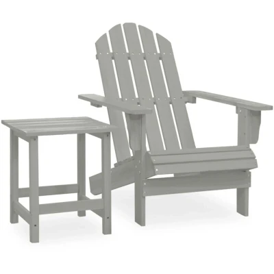 Image of vidaXL Garden Lounge Set with Adirondack Chair and Table in Solid Fir Wood Grey