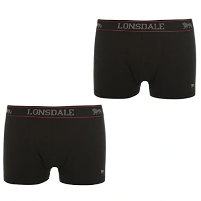 Image of Lonsdale Mens 2 Pack Trunks Black L