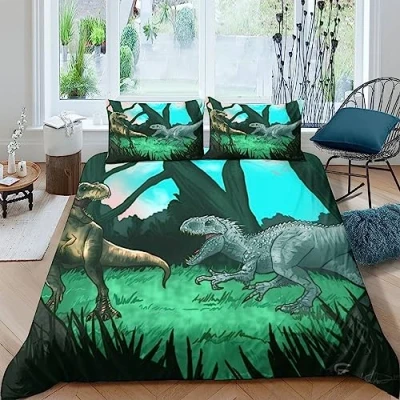 Image of losolese Dinosaurs for Boys Girls Bedding Set Duvet Cover 3D Printed with Zipper Closure Jurassic Quilt Soft Microfiber Comforter Pillowcases Double（200x200cm）