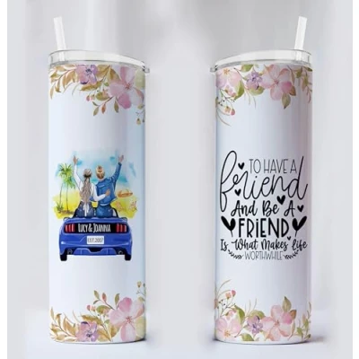 Image of EKAM Personalised Tumbler Best Friends are The Sister Coffee Mug Funny Gift for Women, BFF, Sisters, Friend, 20oz Stainless Steel Custom Name Hair Car Bestie