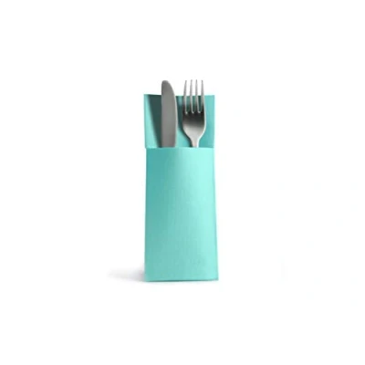 Image of Alvotex Airlaid 50 Cutlery Bags Fabric Like Disposable Napkin, Paper, Blue Mint, 40 x 32 cm (50er Set)