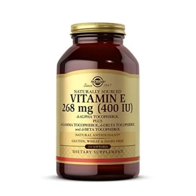 Image of Solgar Natural Source Vitamin E 268 mg (400 IU) Softgels Pack of 250 Protects Cells From Oxidative Stress Immune System Support Vegan and Gluten Free (Packing May Vary)