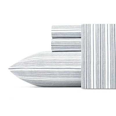 Image of Nautica King Size Sheets, Cotton Percale Bedding Set, Crisp &amp; Cool, Coastal Home Decor (Beaux Stripe Navy, King)