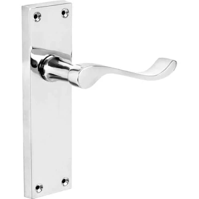 Image of Designer Levers Victorian Scroll Lever Door Handles Polished Chrome 1 Pair Latch Handle Interior Use Long