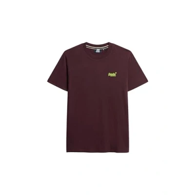 Image of Superdry Vintage LOGO EMB Basic Tshirt, Men&#039;s, Size: Medium, Tawnty port marl fluro yellow