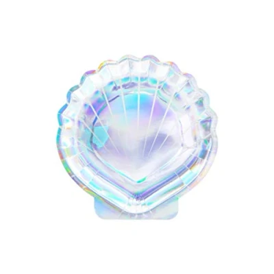 Image of wYw 6 Premium Seashell Paper Plates Mermaid Party Collection, 18 cm