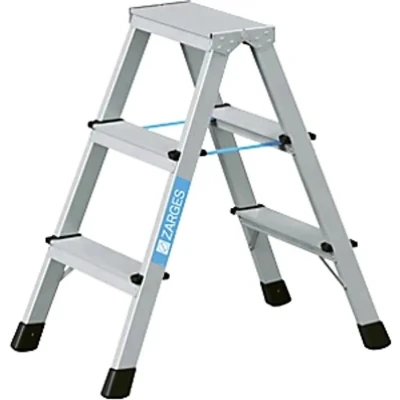 Image of Zarges Professional Step Ladder, Anodised, Double Sided, 2 X 3 Steps