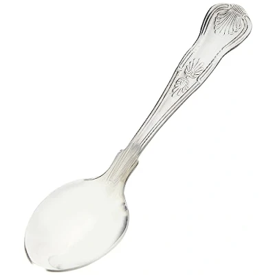 Image of Olympia Kings Stainless Steel Teaspoons (Pack of 12), Silver, 140(L)mm, Teaspoon Set, High Polished 18/0 Steel, Ornate Handle Design, Dishwasher Safe, Commercial &amp; Home Use, D689
