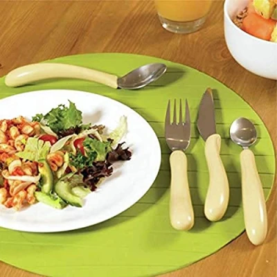 Image of Homecraft Angled Caring Cutlery, Arthritis Aids, for Weak Grip, Easy Grip Eating Utensils Elderly or Disabled, Spoon, Ivory, 1 count