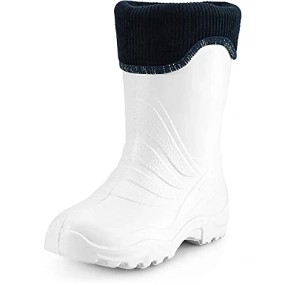 Image of Ladeheid Children&#039;s Girl&#039;s Boy&#039;s EVA Extra Light Wellington Boots Rainy Wellies Rain LA 861 2017 (White/Blue, 12/12.5 UK Child)