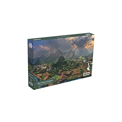 Image of Epic Field of Dreams 636 Piece Jigsaw Puzzle Panoramic Photography Sustainable for Adults Premium 100% Recycled Board Great Gift Gibsons Games