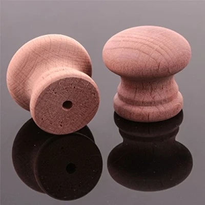 Image of 100x Natural Beech Wooden 25mm Drilled Knobs Cabinet/Door/Drawer Handles