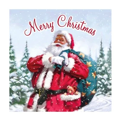 Image of Eurowrap Pack of 12 Assorted Christmas Cards Xmas Traditional Santa, 2 Designs Merry and Wishes Eco Friendly Packaging 100% Recyclable