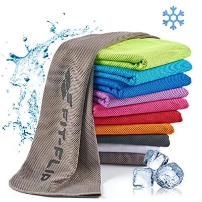 Image of Fit Flip Cooling towel cool down microfibre ice for sport and sweat stay Airflip neck cold yoga fitness (grey, 100x30cm)